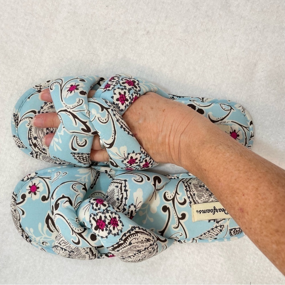 Dearfoams Angela Paisley Slides Medium 7/8 Memory Foam Cozy Boho House Slippers - Picture 7 of 9